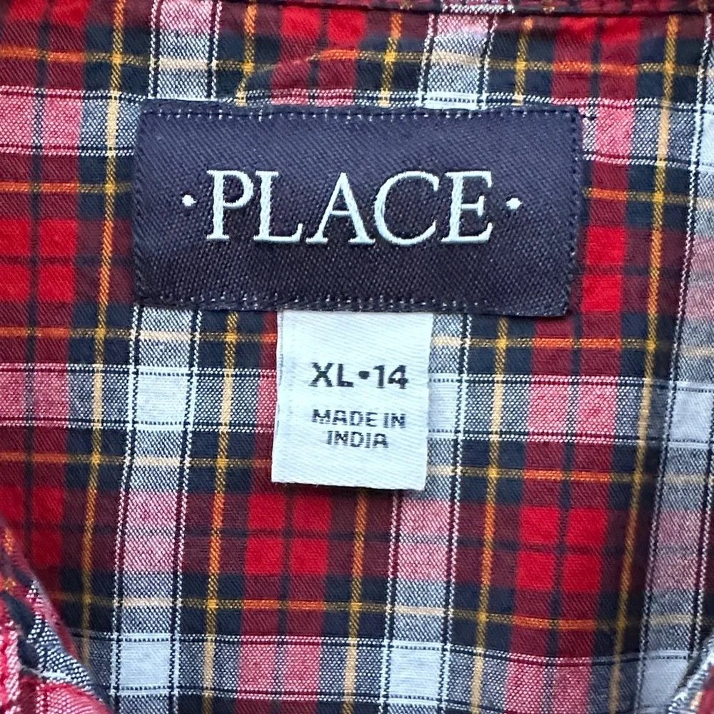 Place Plaid Red and White Button-Down Shirt - Picture 2 of 6